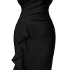 Memoriesea Women’s Vintage Church Ruffle Sleeve Ruched Bodycon Work Midi Pencil Dress