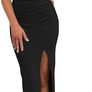 WOOSEA Women Sleeveless V Neck Split Evening Cocktail Long Dress