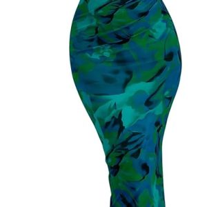 BTFBM Women’s Summer Dress Sleeveless Spaghetti Strap Midi Dress Sexy Cowl Neck Floral Cocktail Dress Party Dresses