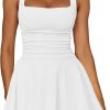 Kaximil Women’s Square Neck Ruffle Hem Mini Dress Ruched Waist Short Party Dresses