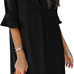 Zeagoo Womens Midi Dress Summer Short Sleeve Dress with Pockets 2025 Casual Floral T-Shirt Dress Flowy Beach Sundress