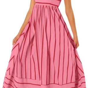 Dokotoo Women’s Wrap V Neck Short Flared Sleeve Wedding Guest Dress Smocked Elastic Waist Tiered Belted Ruffle Hem Mini Dress