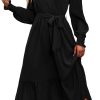PRETTYGARDEN Women’s Floral Print Boho Dress Long Sleeve Wrap V Neck Ruffle Belted A-Line Flowy Maxi Dresses