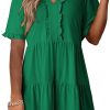 Dokotoo Womens Dresses 2025 Summer Spring V Neck Short Sleeve Casual A Line Flowy Swing Shift Dress Mini Dress