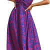 CUPSHE Women’s Maxi Dress Floral Print Twisted V Neck Sleeveless Long Dress Summer Casual Dress