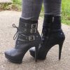 Black Transparent PVC Polka Dots Stiletto Heel Ankle Boots