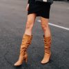 Purple Stiletto Heel Pointed Toe Over The Knee Slouch Boots for Women