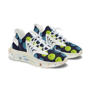 Women’s Sneakers, Green Blue Mesh Sneakers, Sport Shoes, Pickleball Sneakers, Women’s Tennis Shoes, White Sole Sneakers