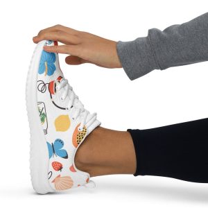 Women’s Summer fun athletic shoes, liner Designer Summer sneakers. Womens walking shoes, Sea shells shoe, Butterflies sneakers, Spring shoes