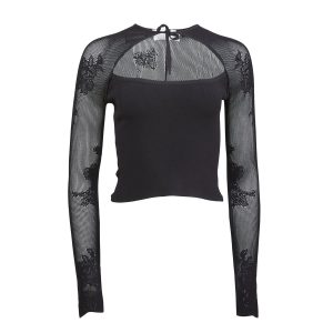 Lace Pointelle Decollette Top