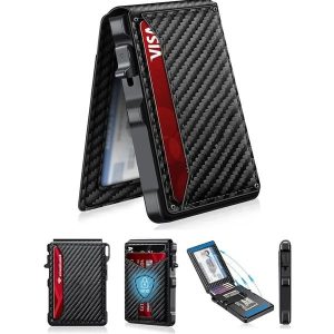 70K SOLD-Wallet for Men – with Pop Up Aluminum Case Money Clip Slim Leather Slot
